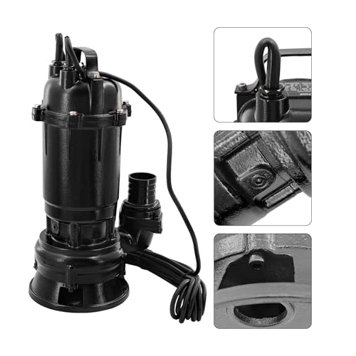Dewinston 2HP 220V Submersible Sump Pump, 6498GPH Cast Iron Sewage/Effluent Pump 1500w with Automatic Float Switch and 66ft Hose for Sump Basin, Basement, Residential Sewage, 2\'\' NPT Discharge - Thumbnail 7
