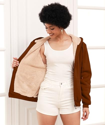 Image of SWISSWELL Hoodies for Women Winter Fleece Sweatshirt - Full Zip Up Thick Sherpa Lined Hooded Jacket