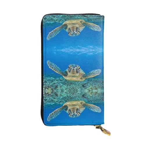 Portefeuille en cuir imprimé tortues de mer parfait pour voyager avec style