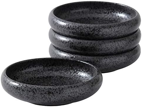 Uaral Japanese Plates Serving Dishes,Salad Bowl Set,Dessert Plate,Appetizer Plate Set of 4,5.5inch(Black Speckled)