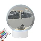 3D Quicksand Lamp with Remote Control, RGB Color Changing Moving Sand Art Table Lamp, 360° Rotating Hourglass Night Light, Dimmable Liquid Motion Sand Picture for Bedroom Office Home Decor (Black)