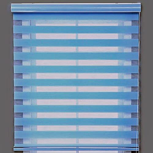 WWHATE Estor enrollable de tela opaca de doble capa, riel de aluminio, fácil ajuste, para el hogar, oficina, dormitorio, habitación de los niños, fácil ajuste (azul, ancho 60 cm x largo: 150 cm)