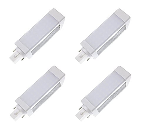 Masonanic Lot de 4 aluminium lampe G24 2-pins/Compact LED CFL lampe fluorescente, 7 W, 700lm 18 W CFL équivalent, Blanc naturel 4000 K, Milky Coque