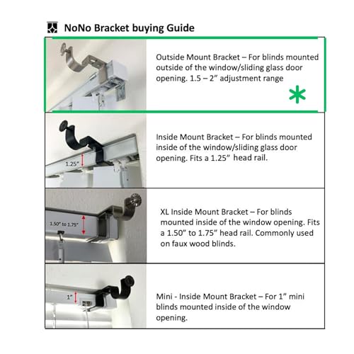 The NoNo Bracket Company Outside Mounted Blinds Curtain Rod Bracket Attachment Satin Nickel