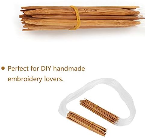 Miniatura 4 de Juego de agujas de tejer de bambú, 18 piezas, 18 tamaños, doble punto circular, agujas de tejer 0.1-0.4 in con tubo blanco transparente agujas de