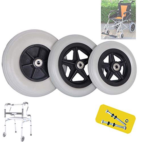 WYCD 2 Stück Rollstuhl-Rollen Vorne, 6"/ 7" / 8"Vollrad-Ersatzteilwerkzeug, Universal-Nachlaufzubehör, Grau Cover