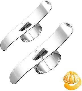 2Pcs Stainless Steel Orange Peeler, Jagowa Citrus Fruit Peeler Peeling Tool Kitchen Gadget for Lemon, Pitaya, Passion Fruit and Grapefruit