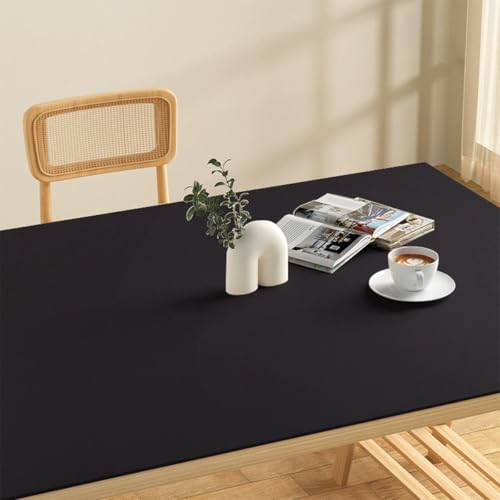 Protector de mesa de cuero, mantel impermeable lavable para comedor, oficina, alfombrilla grande para teclado de mouse, almohadilla de escritorio para trabajo y juegos de escritura (negro, 100 x 50 cm