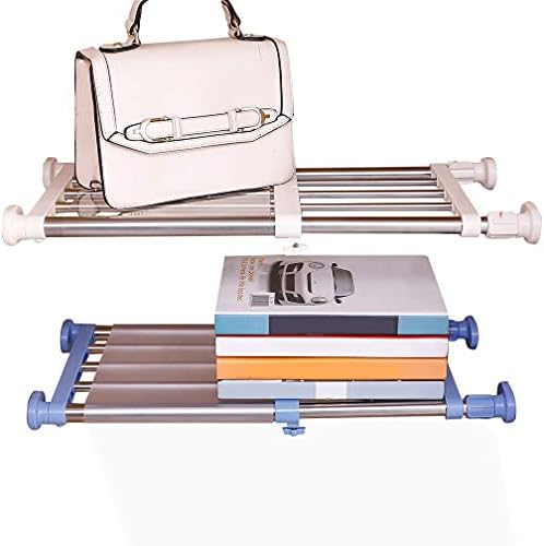 Hershii Closet Tension Shelf & Rod Expandable Metal Storage Rack Adjustable Organizer DIY Divider Separator for Cabinet Wardrobe Cupboard Kitchen Bathroom