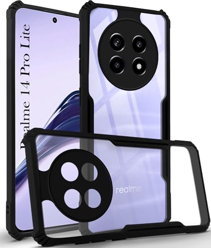 Image of Jkobi Back Cover Case for Realme 14 Pro Lite (Shockproof with Polycarbonate Clear Panel | Professional Black)