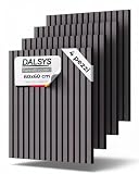 Dalsys Set 4 pannelli acustici in legno 60x60 cm grigio con doghe, pannelli da parete per isolamento acustico in ufficio e casa, rivestimento 3D per interni
