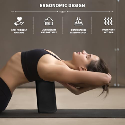 Image of Yoga Blocks 2 Pack, 9x6x3in Pilates Block, Non-Slip Foam Brick for Exercise