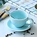 Coffee Mugs Teacups and Saucer Set with Spoon Porcelain Celadon Drinkware (Sky Blue03)
