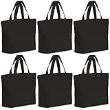 6 Pcs 12oz Canvas Tote Bag 16 X 16 X 5 inch Bottom Gusset Tote Shopping Bag, Washable Grocery Tote...
