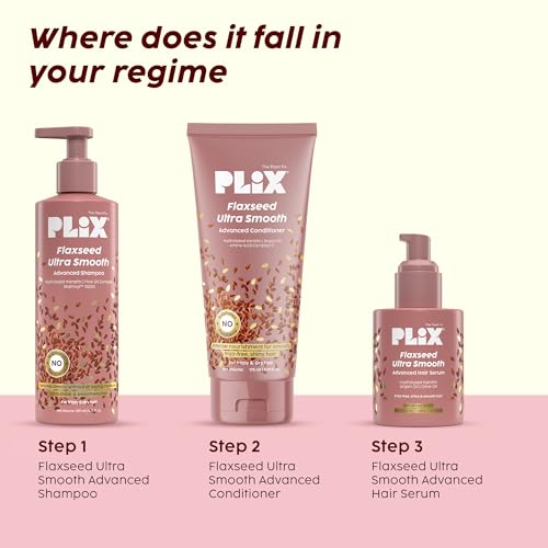 Image of PLIX - THE PLANT FIX Flaxseed Ultrasmooth Advanced Shampoo & Conditioner Combo | | Plant Keratin PF & Flaxseed Oil | Smooth & Manageable Hair | Controls Frizz | Paraben & Sulphate Free