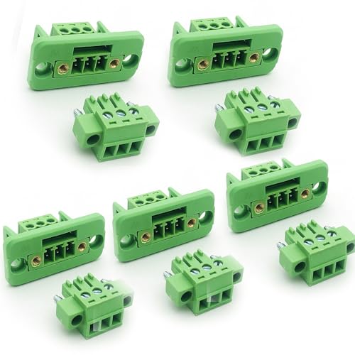 5 Set 3-Pin 3.81mm Pitch Screw Terminal Block Connector,Through-Wall Terminal Connectors - Phoenix Type - 8A, 300V, 16-28AWG