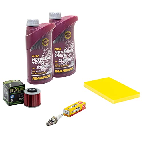 Wartungspaket Öl 2L + Luftfilter + Ölfilter + Zündkerze für Yamaha XT 250 XT250 3Y3 Baujahr 1980-1990