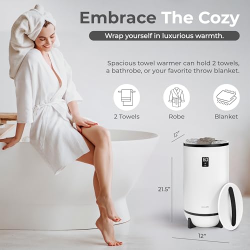 SereneLife Towel Warmers with Custom Fragrance, Luxurious Heater Gift (Black)