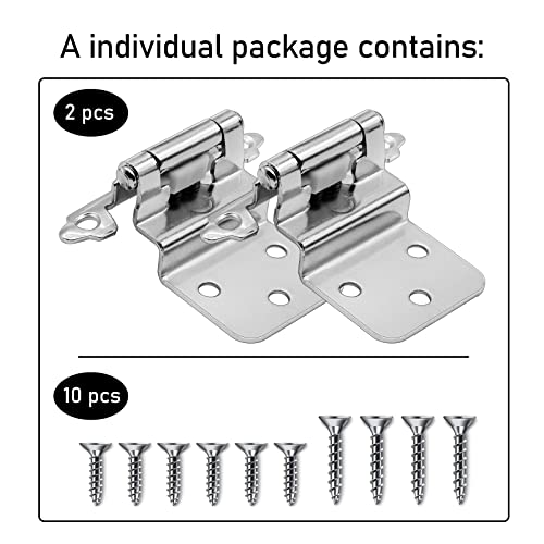 3/8" Cabinet Hinge Satin Nickel,50 Pack (25 Pairs) Self Closing Hinges For Kitchen/Bathroom/Furniture Cabinets & Doors,Decorative Cabinet Hardware Kitchen Cabinet Door Hinges #TOP3