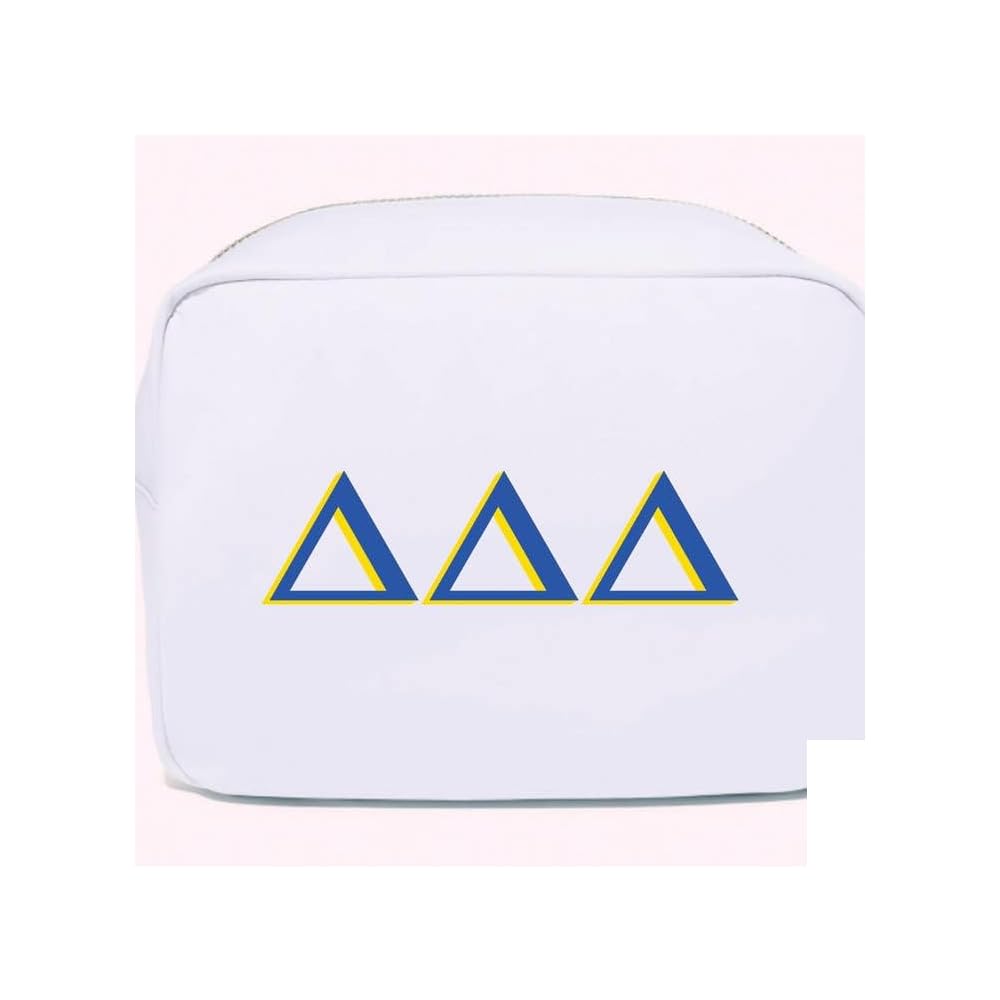 Thomas & LeeDelta Delta Delta Sorority Cosmetic Bag, 8-inch Length, Vegan Leather with Gold Hardware, Multicolor, One Size, Thomas & Lee
