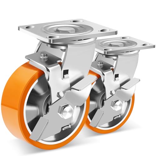 Roulette charge lourde 125mm frein WBD roulette pivotante polyuréthane