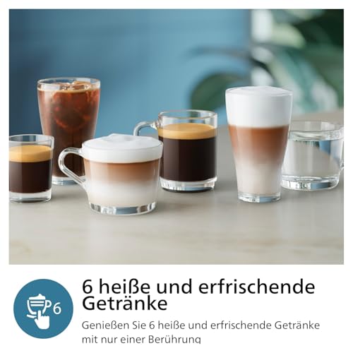 Philips 3300 Series Kaffeevollautomat - 6 Getränke, Modernes Farb-Touchscreen-Display, LatteGo-Milchsystem, SilentBrew, 100% Keramikmahlwerk, AquaClean Filter, Schwarzchrom (EP3347/90)