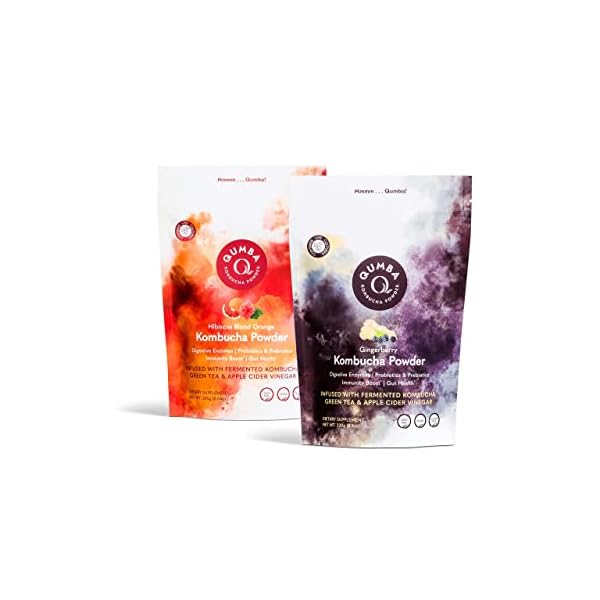 Qumba Kombucha Prebiotic and Probiotic Powder Supplement - Digestive Enzymes, Gut Health, Live Starter Culture, Ready-to…