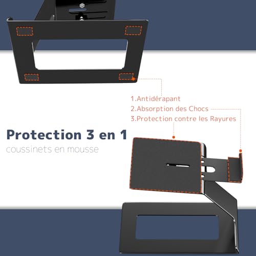 Supports pour enceinte de bureau noirs rigides finition soignee 19.6cm - 5