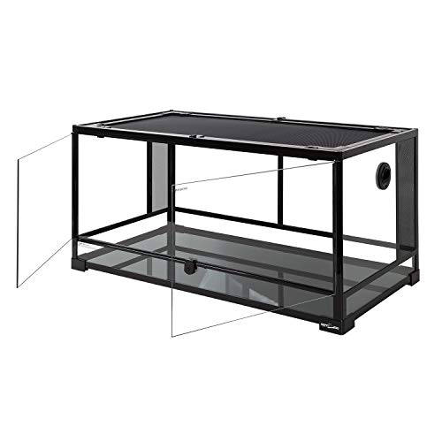 REPTI ZOO 50 Gallon Reptile Glass Tank Terrarium 2 in 1 Side Meshes and Side Glasses Double Hinge Door with Screen Ventilation Tempered Glass 36" x 18" x 17.75"