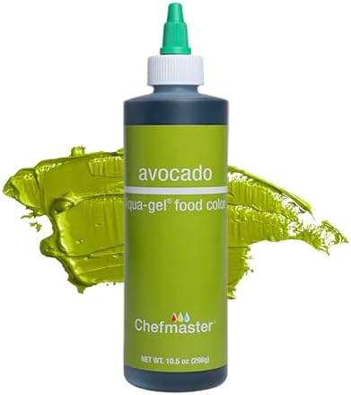 Chefmaster Avocado Liqua-Gel® Food Coloring | Vibrant Color | Professional-Grade Dye for Icing, Frosting, Fondant | Baking & Decorating | Fade-Resistant | Easy-to-Use | Made in USA | 10.5 oz