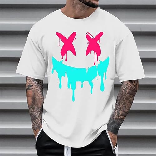Generisch Camisetas para hombre Oversize T Shirt Men Cool Impreso Tops Tops Manga Corta Camiseta Los Ángeles Camiseta de Algodón Camiseta Deportiva Verano Transpirable Camiseta Deportiva Basic Tops