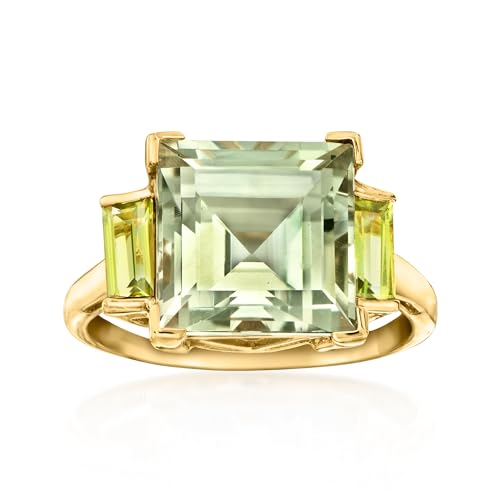 Ross-Simons 5.00 Carat Prasiolite and .80 ct. t.w. Peridot Ring in 18kt Gold Over Sterling. Size 9