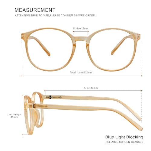 Image of Vintage Round Progressive Multifocal Presbyopic Glasses, Blue Light Blocking Glasses for Men Women Readers (Champagne,+0.75 /+3.25 Magnification)