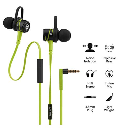 Image of Ant Audio W56 Wired in Ear Earphone with Mic (Lime Green)