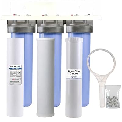 AFWFilters 20-inch 3 Stage High Flow Whole House Water Filter for Fluoride, Arsenic, Tastes, Odors, and Chemicals-Sediment-Bone Char Carbon-Radial Flow Carbon