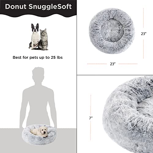 Best Friends By Sheri Snugglesoft Faux Rabbit Fur Memory Foam Calming Donut Bed For Dogs And Cats, Grey, 23" X 23" #TOP3