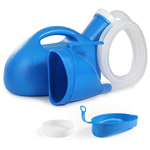 ONEDONE Portable Urinal for Men Women 2000ML Female Urinal 2 in 1 Soft Urinal Funnel Bedside Urinal for Hospital Camping Car Travel Bed Blue
