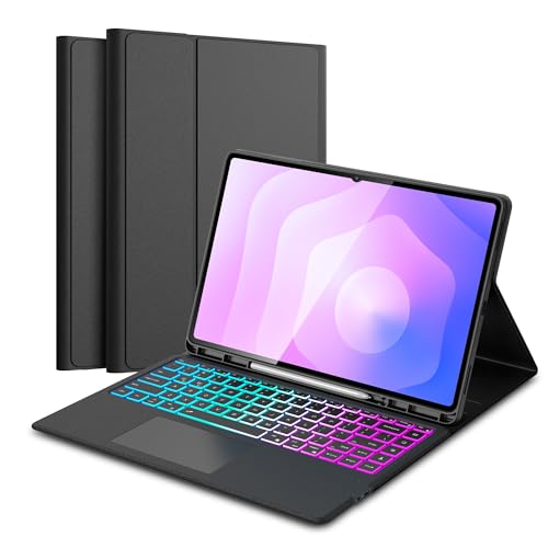 for Samsung Galaxy Tab S11 Ultra/S10 Ultra/S9 Ultra/S8 Ultra 14.6 inch Case with Keyboard : One-Click DEX Mode Rainbow Backlit 2 Wireless Channels Detachable Keyboard with Ai Key & Smart Touchpad