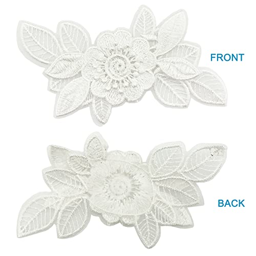 12 Pieces Flower Lace Embroidered Applique 3D Floral Sew On Patches For Clothes Repairing Decorating Wedding Dress Diy Sewing Craft (White) #TOP3