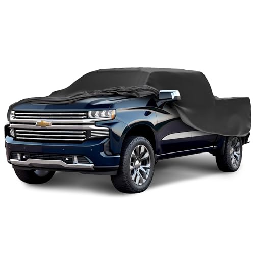 Car Covers Scratch Resistant Indoor Truck Cover with Warranty Compatible with Chevrolet 2001-2022 Silverado 2500-3500 Crew Cab ~8'- Black Satin Ultra Soft Material Truck Cover Truck Accessories
