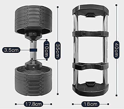 BRAINGAIN 6-in-1 20kg Adjustable Dumbbell 2-20kg black (Easy Safe Locking Mechanism) Home Fitness Gym Equipment (1x 20kg)