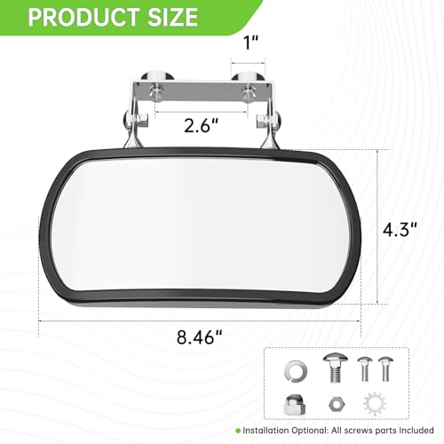 Piclafe Universal Magnetic Tractor Mirror, Stainless Steel Rear and Side Mirror for Tractors, Forklifts, Lift Trucks, Golf Cart, Fit for John Deere, Kubota, Magnets or Screw Installation, no Vibration - Image 7