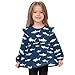 visesunny Toddler Clothes for Girls Blue Sea Shark Silhouette Long Sleeve Fall Shirts Cotton Top with Ruffle Collar 18M