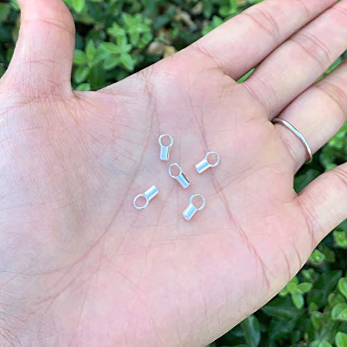 20Pcs Adabele Authentic 925 Sterling Silver Crimp End Caps Barrel With Loop For 2Mm (0.08 Inch) Beading Cord Wire Thread Jewelry Making Ss65-1 #TOP1