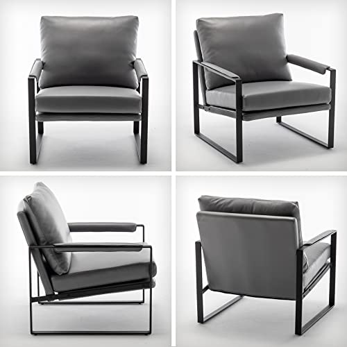 Unicoo ZKL-239K Faux Leather Metal Frame Accent Chair - Modern Accent Chairs For Living Room thumb #6