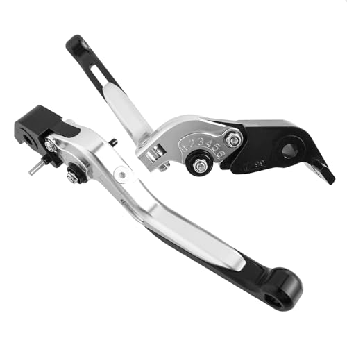 Klappbare Hebel Bremskupplung Griff Set Extendalbe Motorradzubehör für Husqvarna 701 Vitpilen 2018-2020 (Silber)