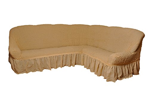 My Palace Bezug für Ecksofa 2er + 3er Eckcouch Sofabezug Husse/Sofahusse Eck/Sofahusse Ecksofa stretch/Sofahusse Ecksofa Spannbezug/Sofahusse Ecksofa [ natur/natural/naturell Variante B]