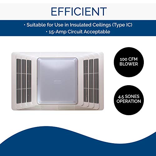 Broan-Nutone 696 Ceiling Exhaust Light For Bathroom And Home, 100-Watts, 100 Ventilation Fan, 4" Round, White #TOP3