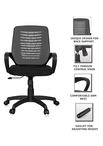 Image of Home and Workplace Comfortable Fabric Office Chair with Adjustable Handles, Medical /Kitchen /Doctor /Salon (Grey)