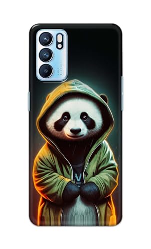 Image of Printed Hard Back Cover Case for Oppo Reno6 5G | Oppo Reno 6 5G Back Cover (Cartoon Panda) -1111